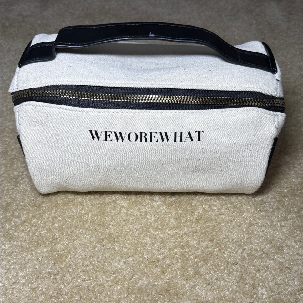 WeWoreWhat Cream Canvas Makeup Bag